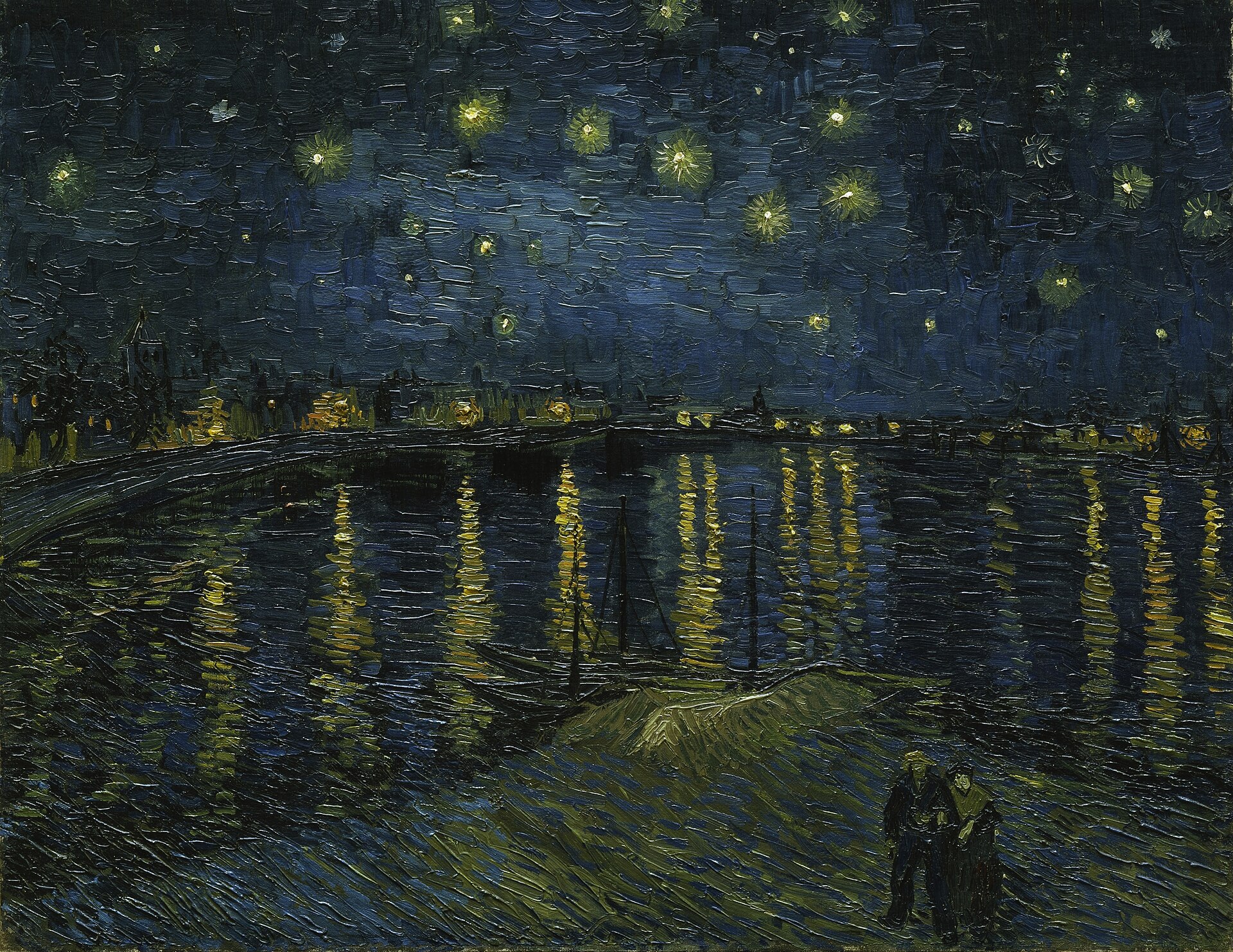 Imagem de referência de Noite Estrelada Sobre o Ródano, descrito nos dados abertos como pintura de Vincent van Gogh