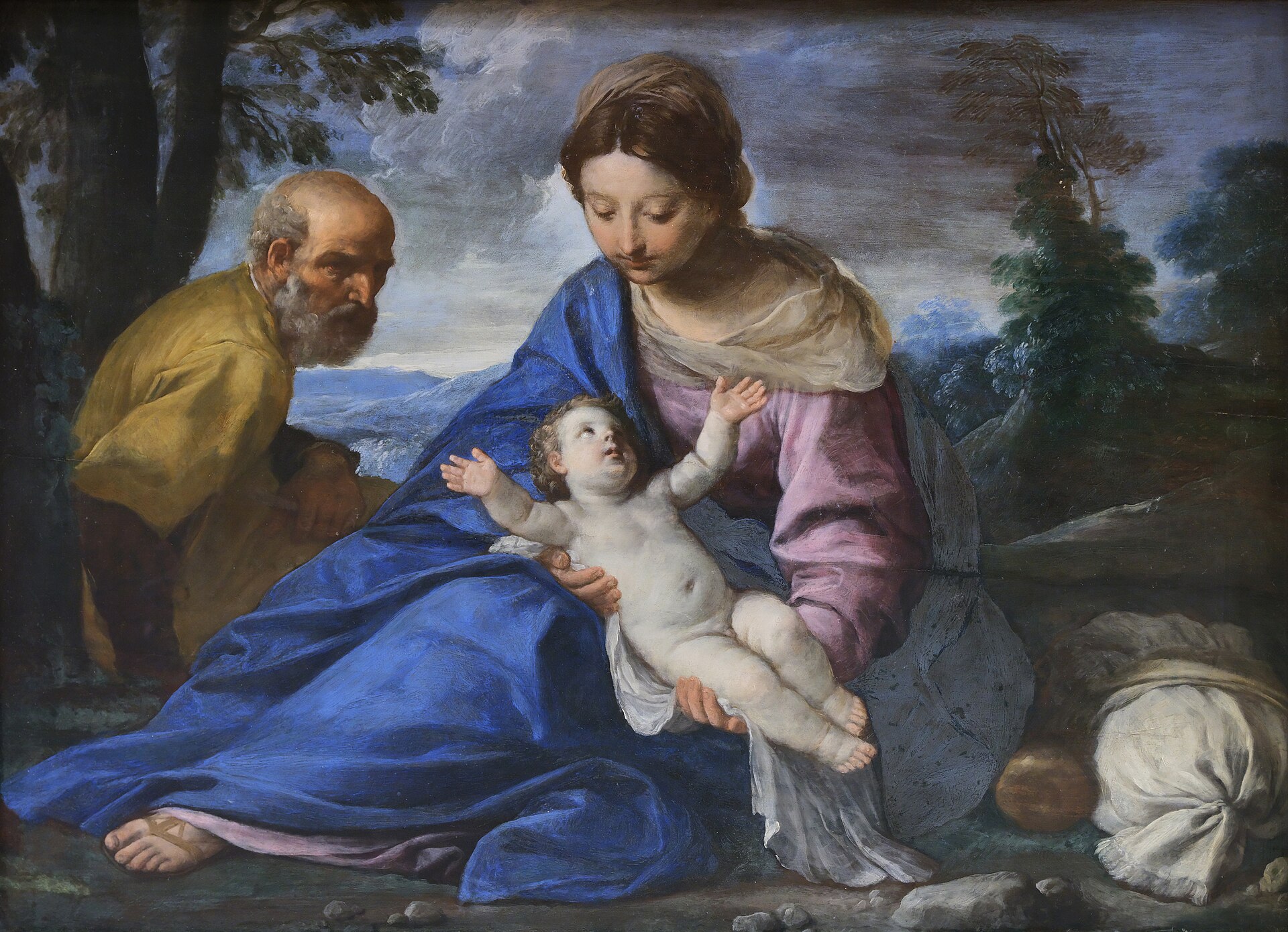 Imagem de referência de Descanso na fuga para o Egito, descrito nos dados abertos como pintura de Simone Cantarini