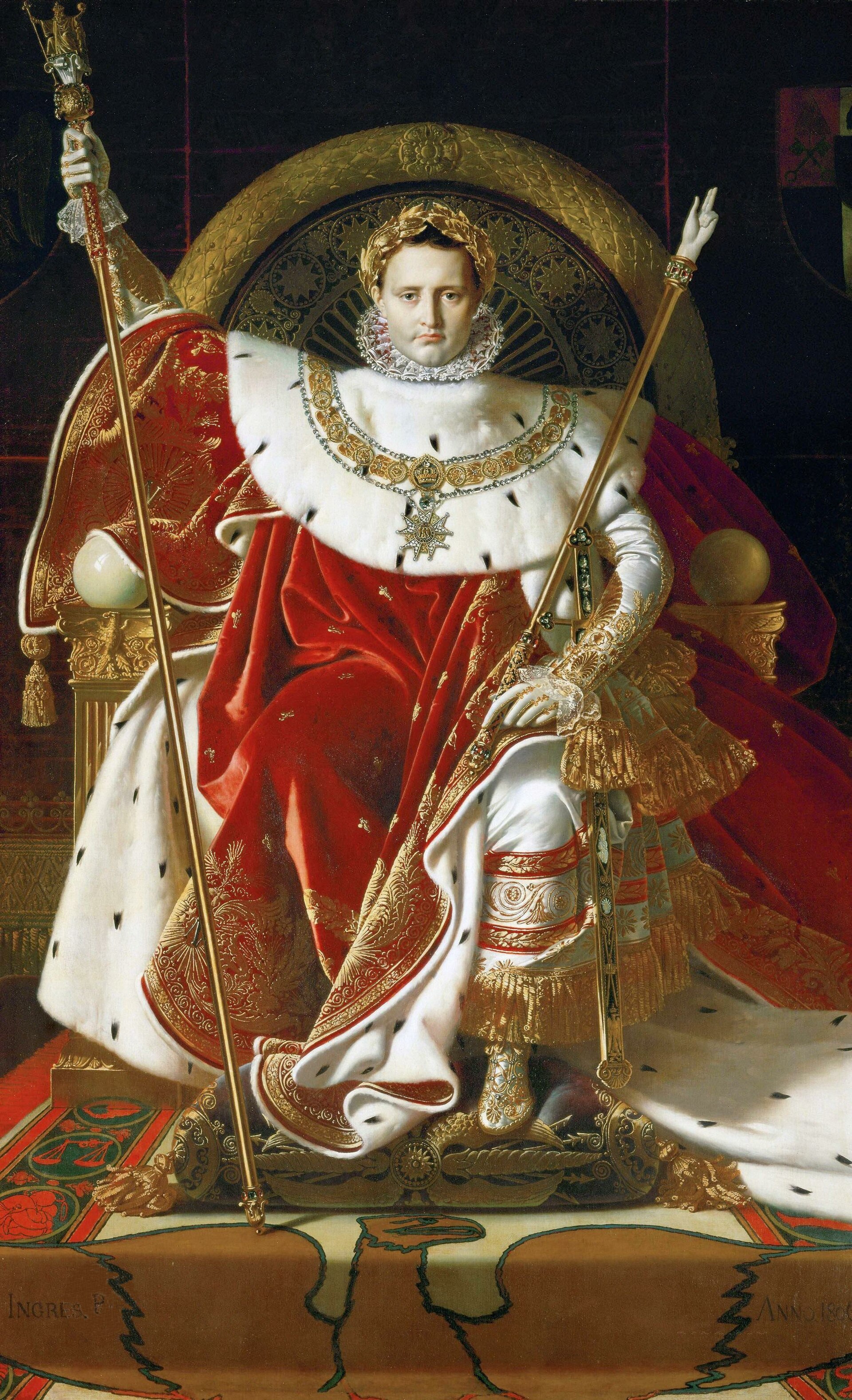 Imagem de referência de Napoleão I no trono imperial, descrito nos dados abertos como pintura de Jean-Auguste Dominique Ingres