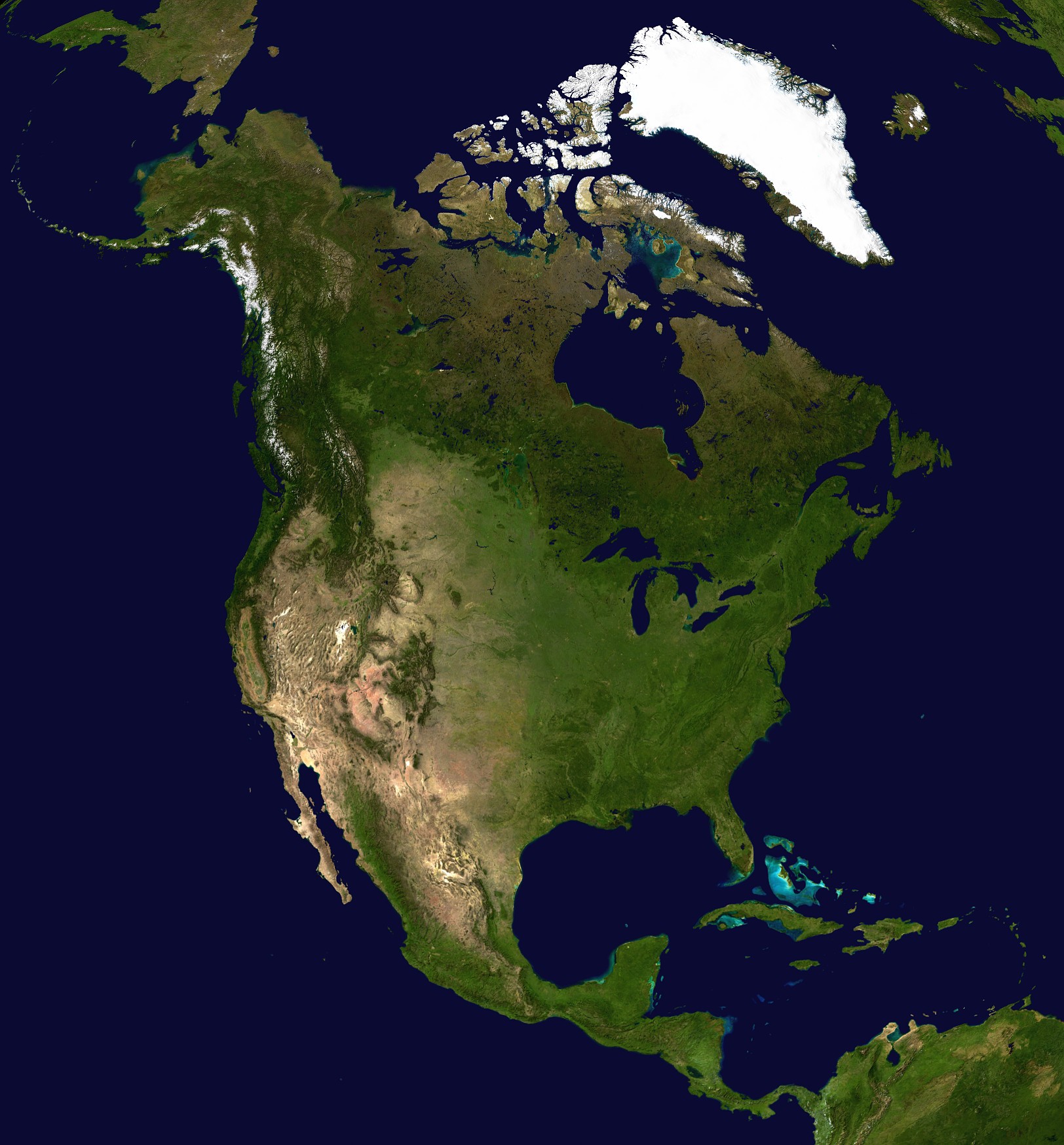 Imagem de referência de América do Norte e América Central, descrito nos dados abertos como subcontinente que compreende a porção setentrional do continente americano