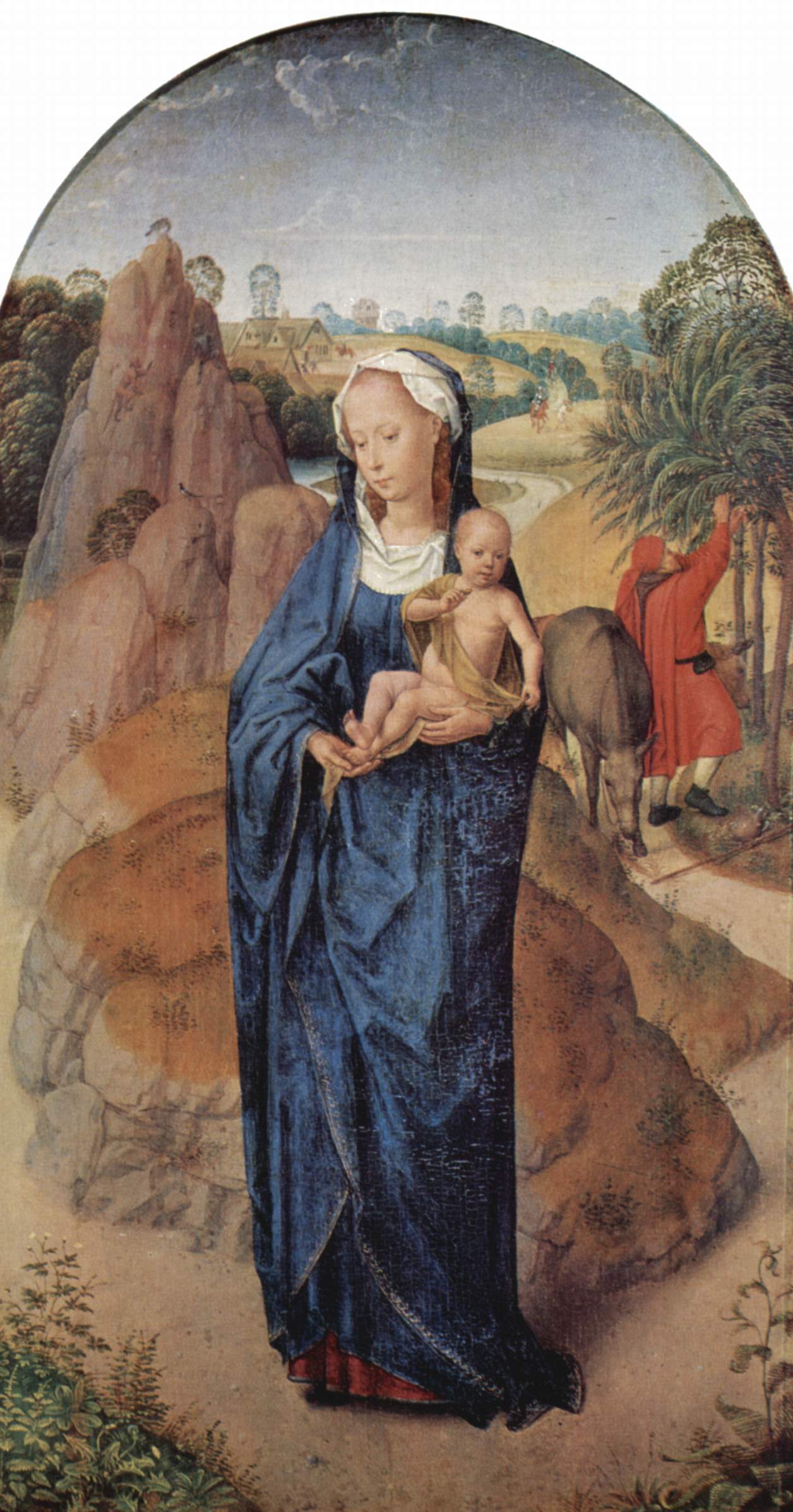 Imagem de referência de Descanso na fuga para o Egito, descrito nos dados abertos como pintura de Hans Memling