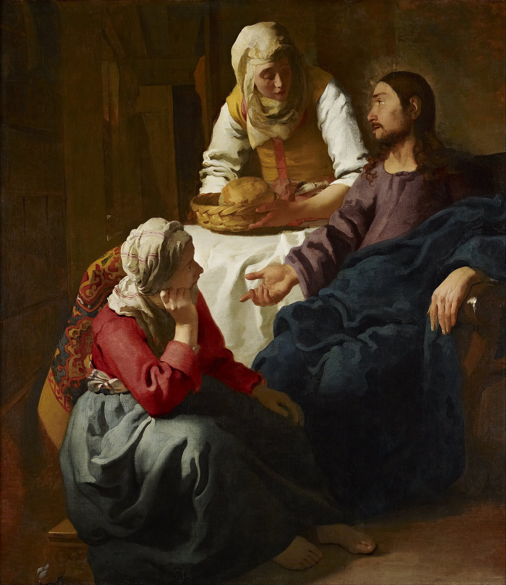 Imagem de referência de Cristo na Casa de Marta e Maria, descrito nos dados abertos como pintura de Johannes Vermeer