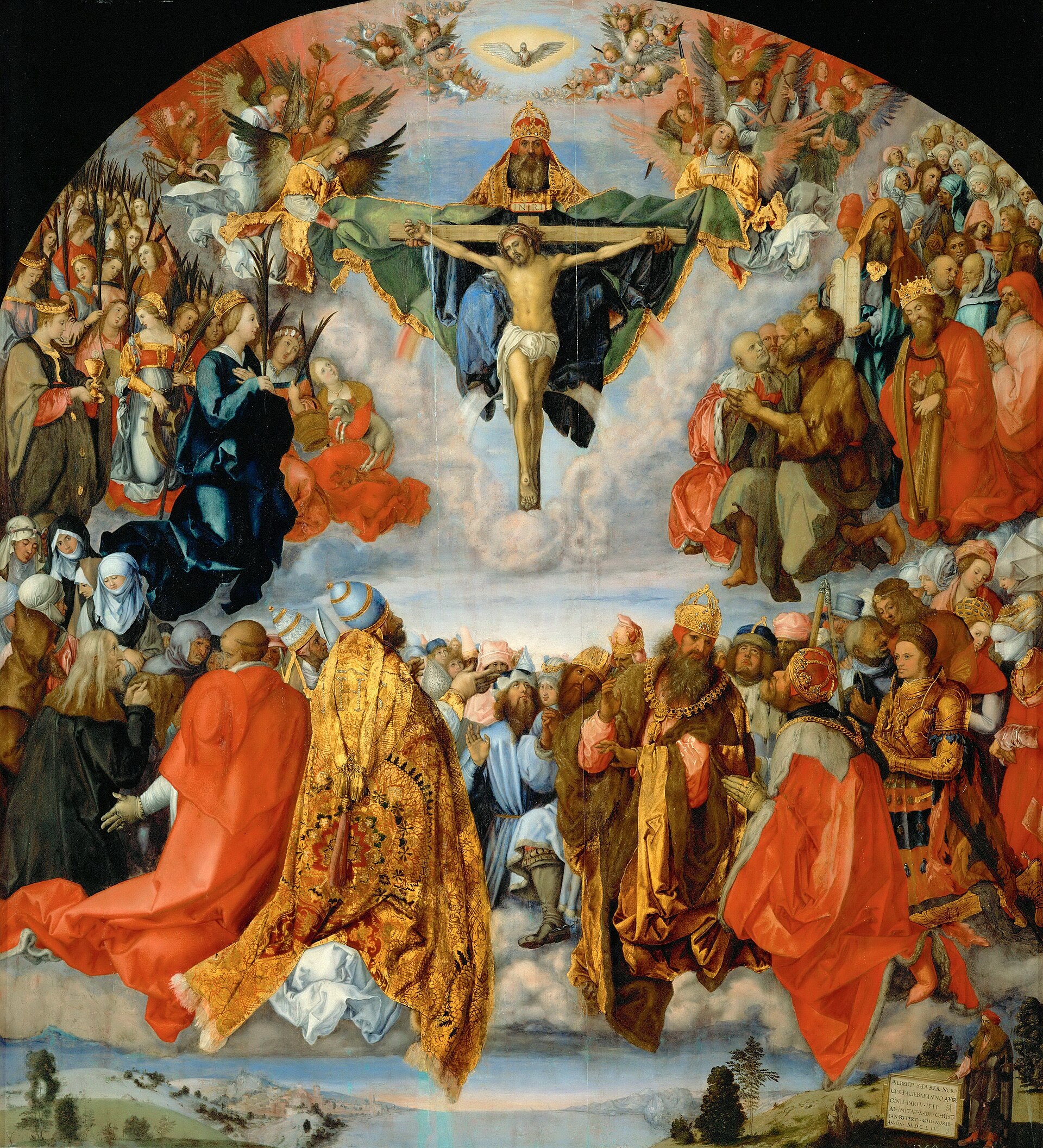 Imagem de referência de Adoração da Santíssima Trindade, descrito nos dados abertos como pintura de Guido Reni