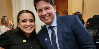 Karina Gama ao lado do deputado federal Mario Frias Foto: Reprodução/Instagram