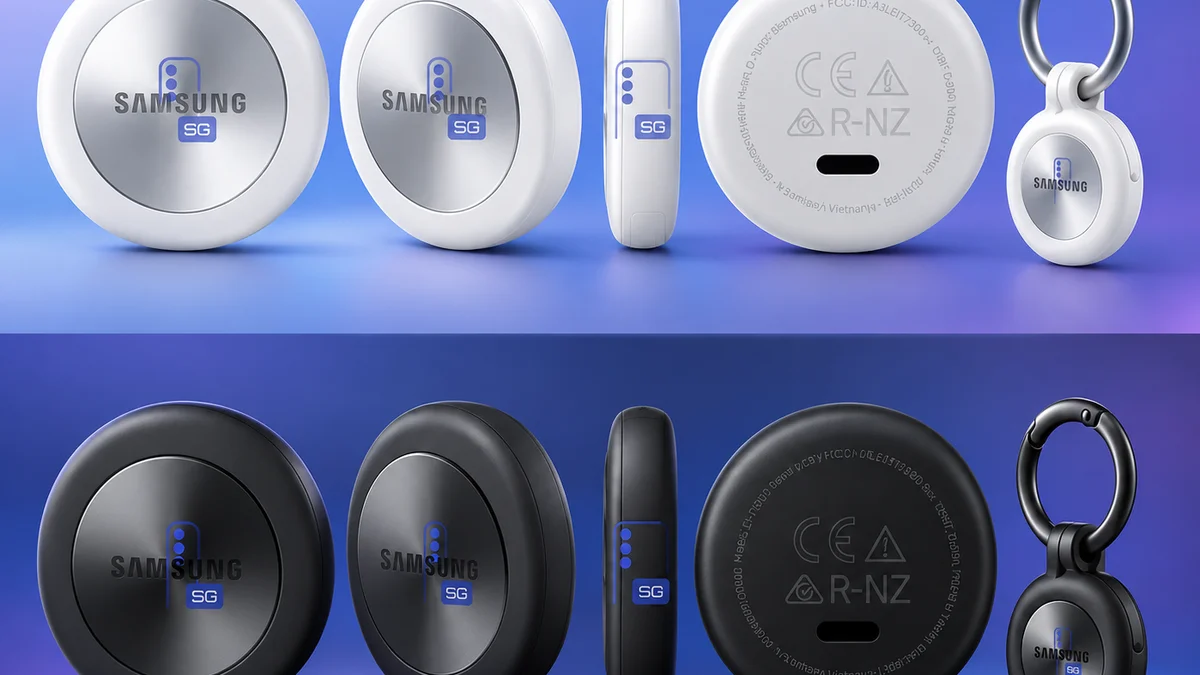 Imagem da matéria: "AirTag da Samsung" aparece em imagens vazadas com visual que lembra uma moeda futurista
