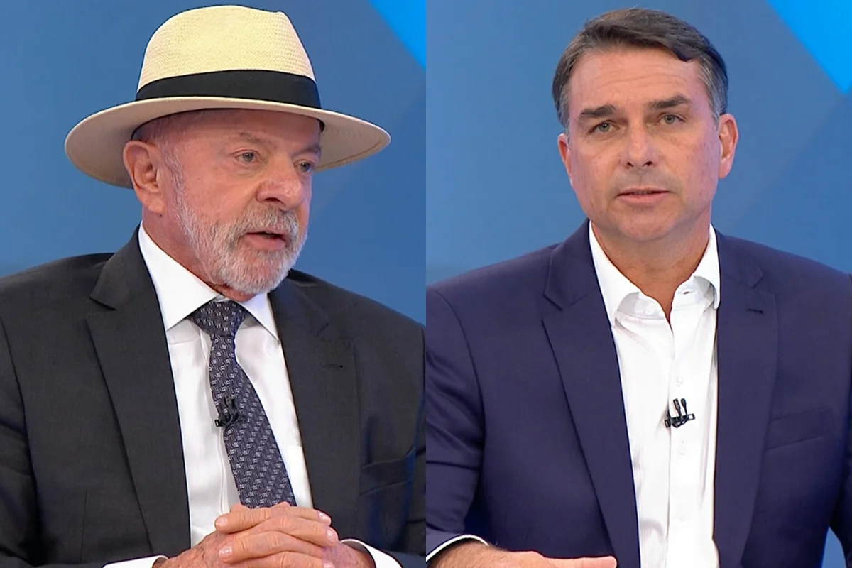 Lula e Flávio Bolsonaro em sabatina no Jornal Nacional -- Metrópoles