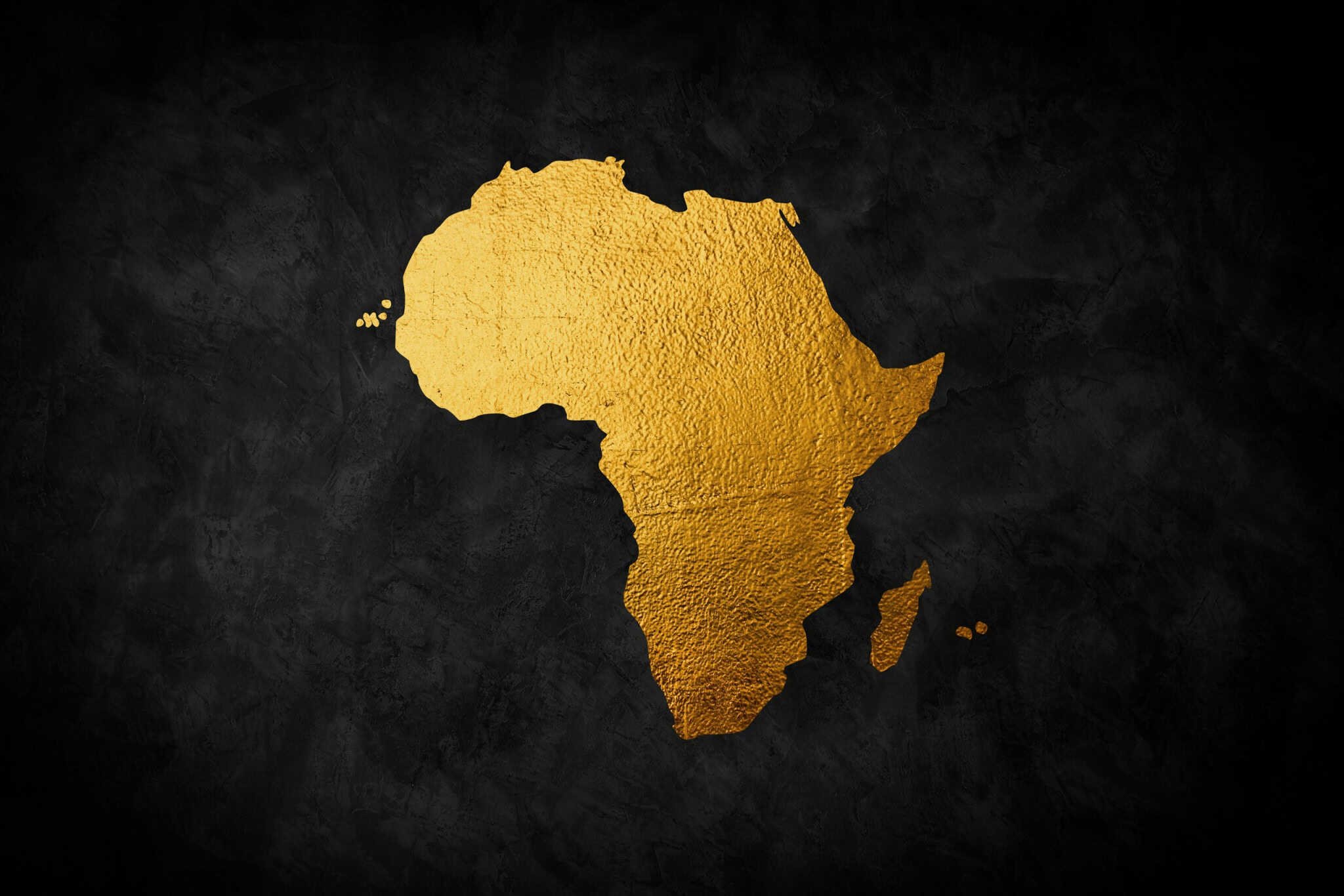 Mapa da África em preto e dourado