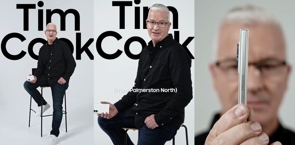 Samsung provoca Apple e traz 'Tim Cook' usando Galaxy Z Fold 8 em comercial